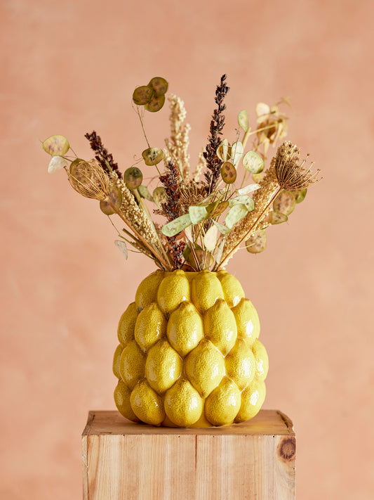 Limone Vase, Jaune, Grès