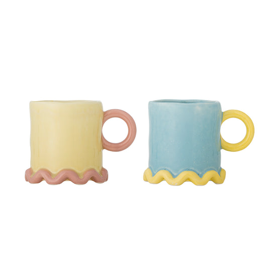 Mug, Multicolore, Grès, D10xH10 cm, Set de 2 - Polly