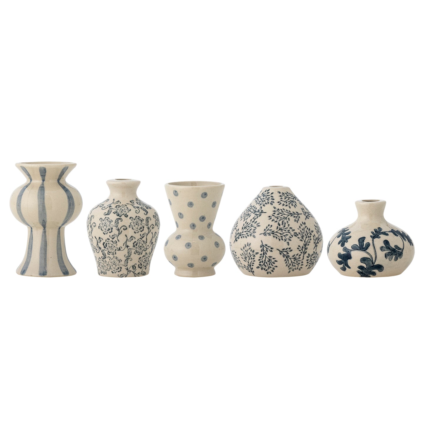 Vase, Bleu, Grès - Quinto D6xH6/D8xH7/D5xH7,5/D6xH8/D5,5xH9,5 cm, Set of 5