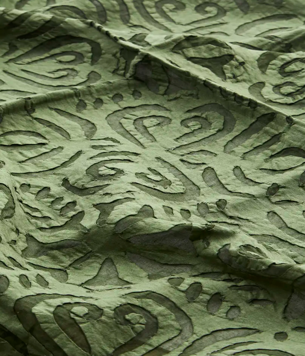 Handmade cutwork throw