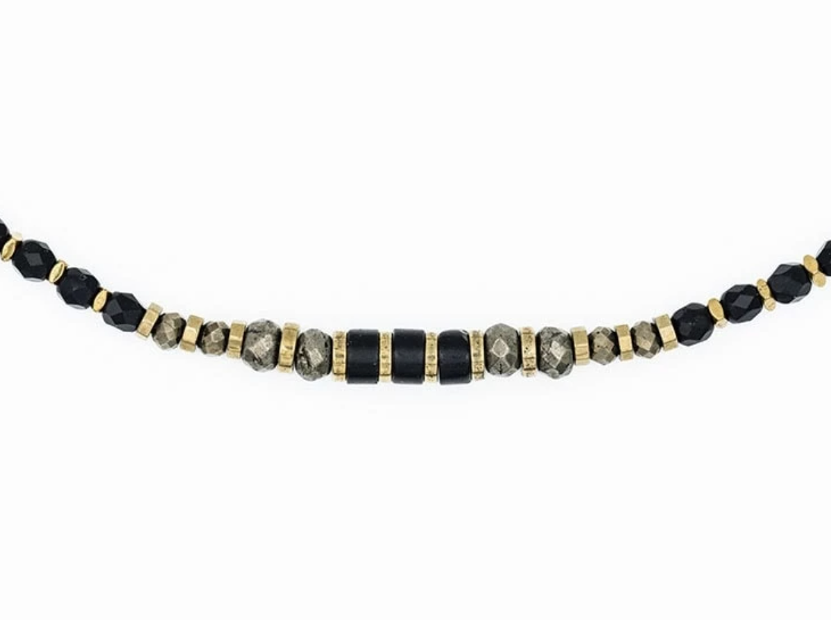 BLACK PANTHER - Noir Mat Collier et Bracelet 6 tours