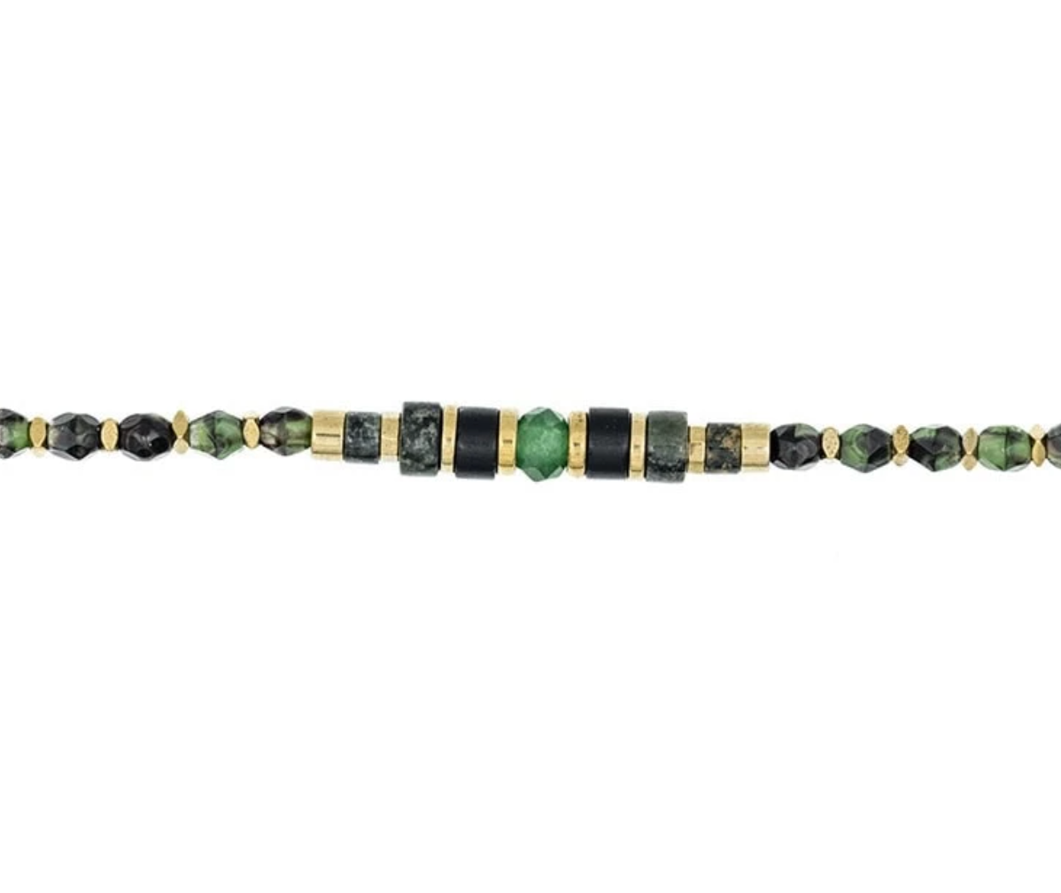 DUNDEE - Jaspe Kambala Collier et Bracelet 3 tours