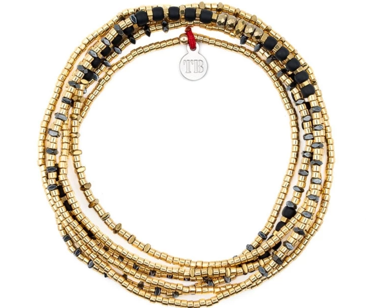 ANDY Gold 6 - Black Collier et Bracelet 6 tours