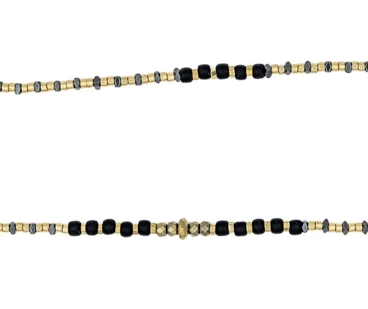 ANDY Gold 6 - Black Collier et Bracelet 6 tours