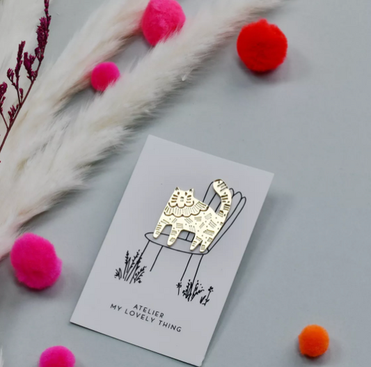 Pin's Lovely Cat En Laiton