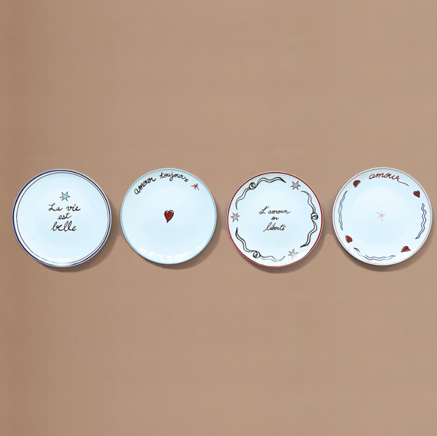 Set de 4 assiettes dessert amour en liberté D19cm