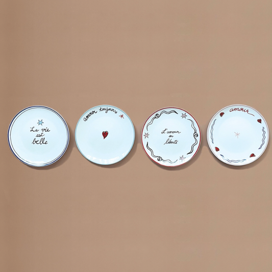 Set de 4 assiettes dessert amour en liberté D19cm