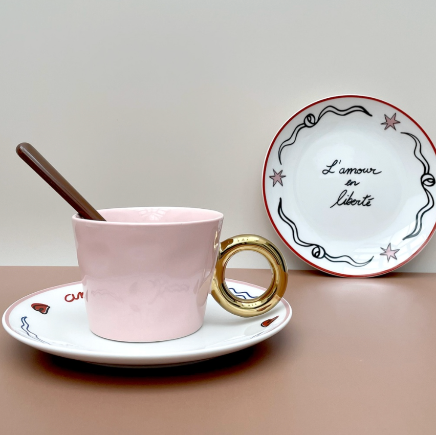 Set de 4 assiettes dessert amour en liberté D19cm