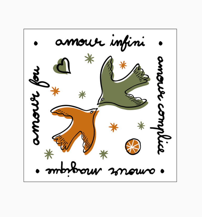 Serviette papier amour oiseaux x20
