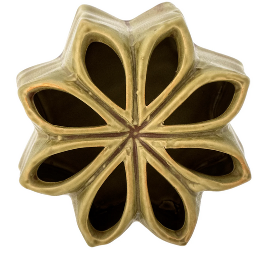 Vase Aleena en grès vert jaune