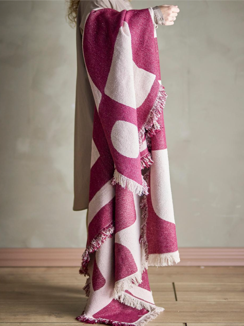Olica Plaid, Rouge, Coton recyclé