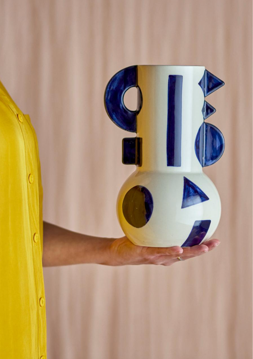 Graphica Vase, Blue, Grès