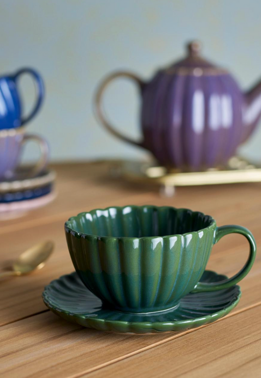 Latina Tasse avec soucoupe, Grès