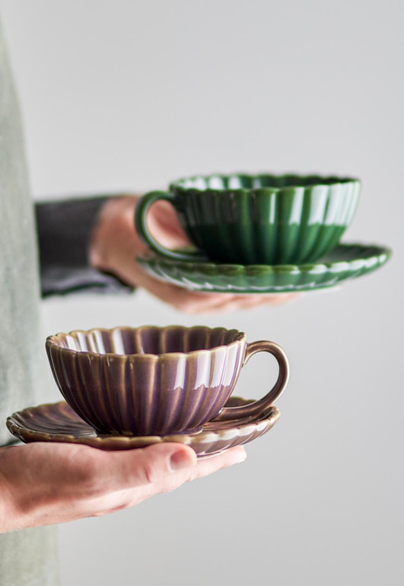 Latina Tasse avec soucoupe, Grès