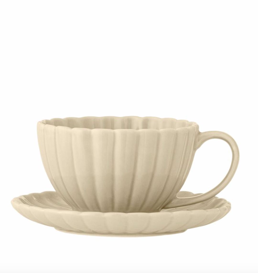 Latina Tasse avec soucoupe, Grès