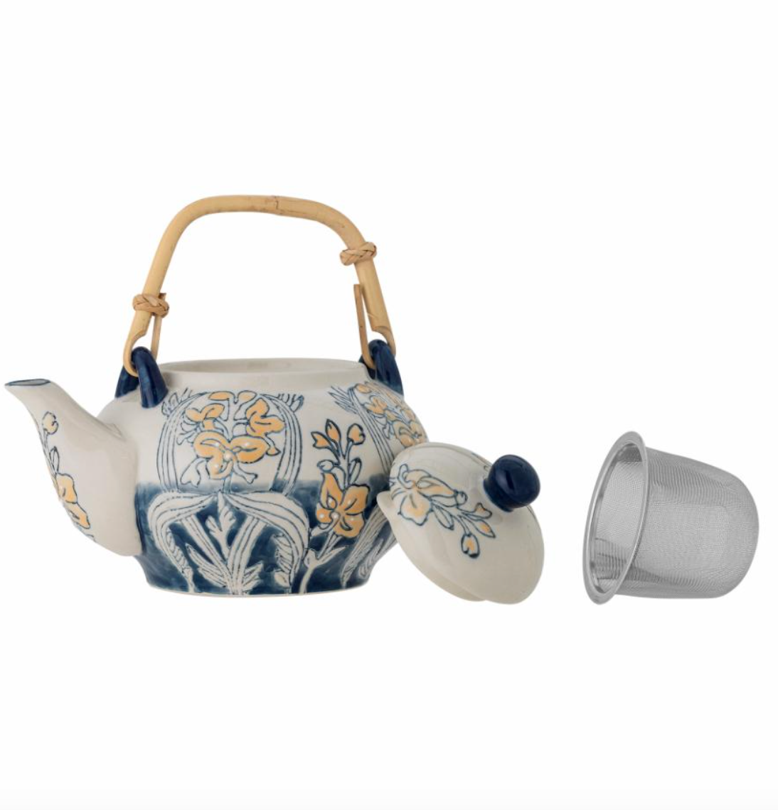 Myah Théière avec infuseur à thé, Bleu, Grès