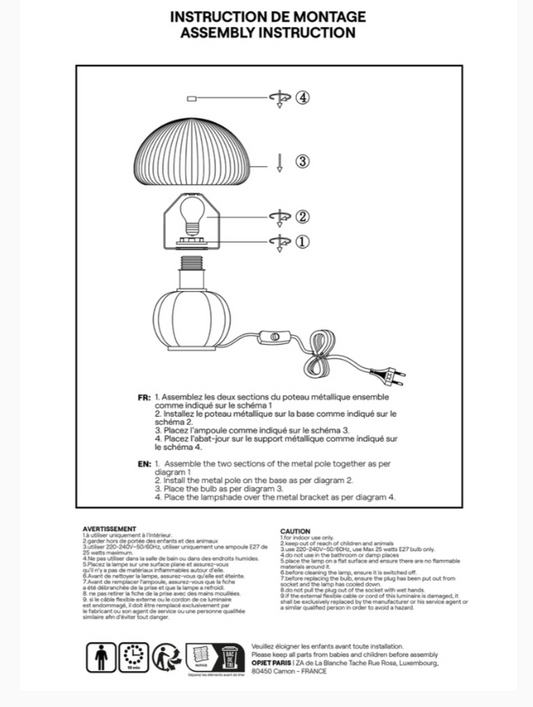 Lampe Madeleine burgandy D22 H25cm