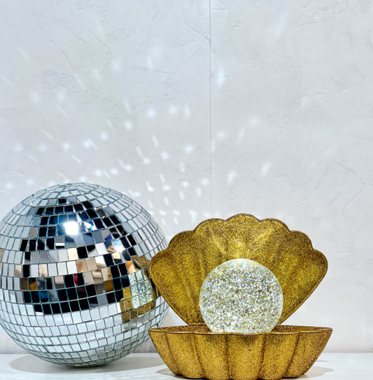 Lampe décorative Coki doré disco à piles L17,5 P12,5 H15cm