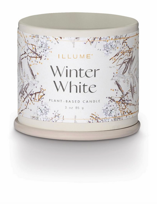 Winter White Demi Vanity Tin Bougie, Blanc