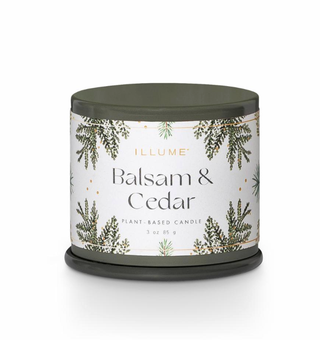 Balsam & Cedar Demi Vanity Tin Bougie, Verte,