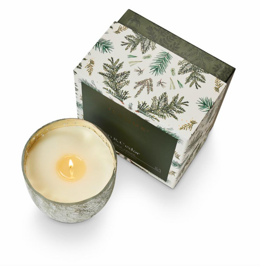 Balsam & Cedar Crackle Verre Bougie, Verte,