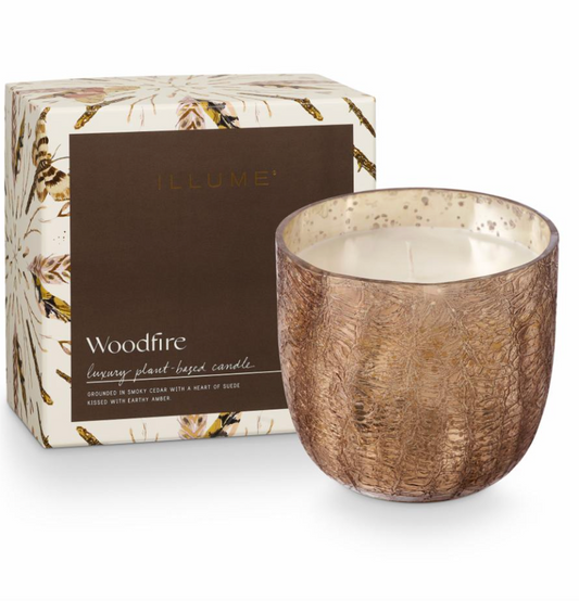 Woodfire Crackle Verre Bougie, Marron,