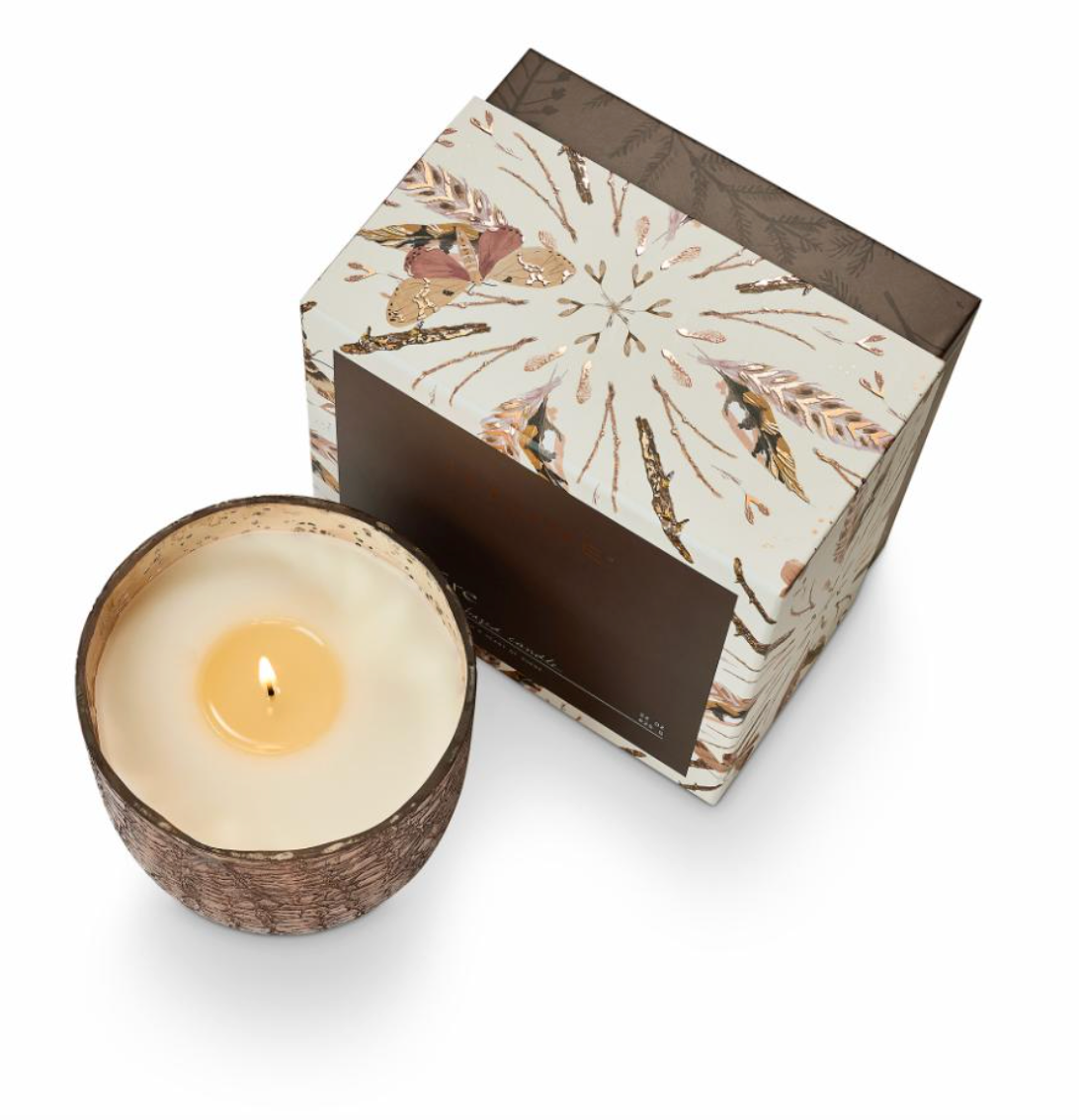 Woodfire Crackle Verre Bougie, Marron,