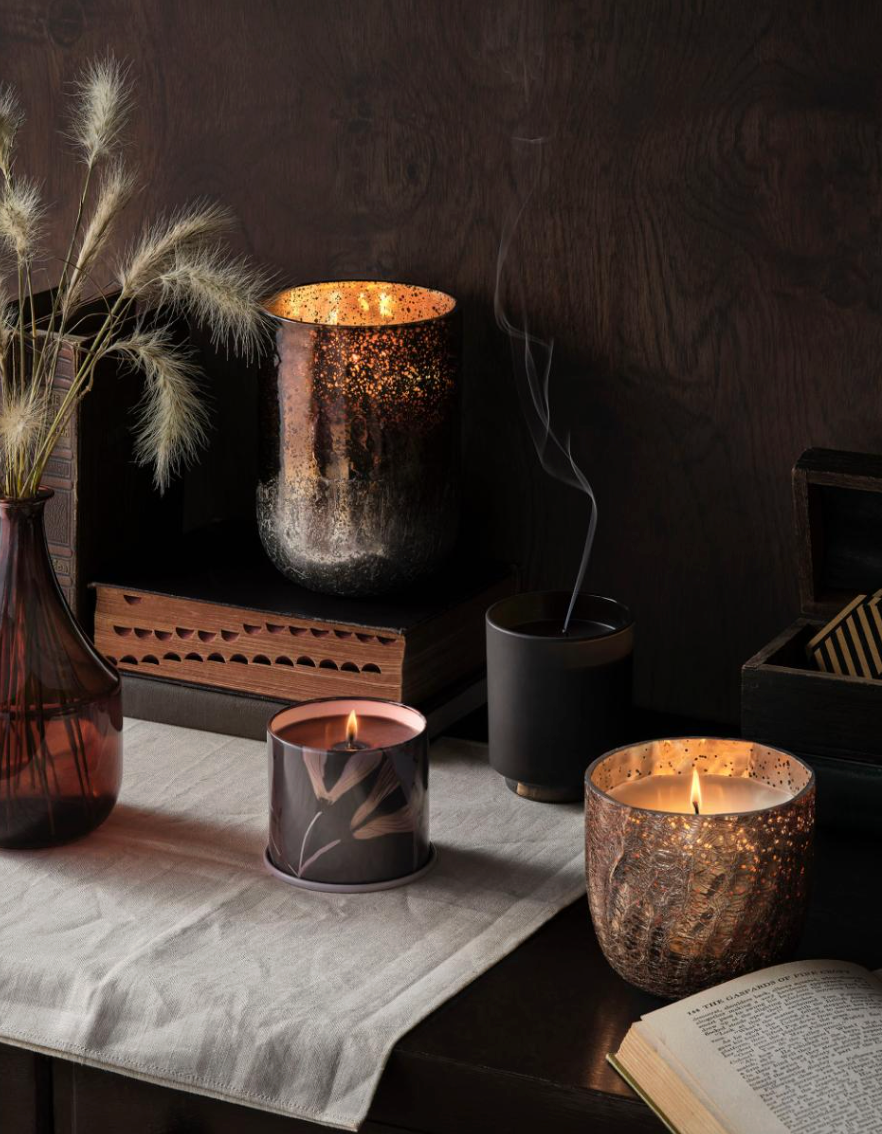 Woodfire Crackle Verre Bougie, Marron,