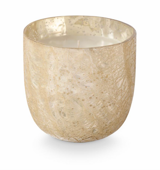 Winter White Crackle Verre Bougie, Blanc,
