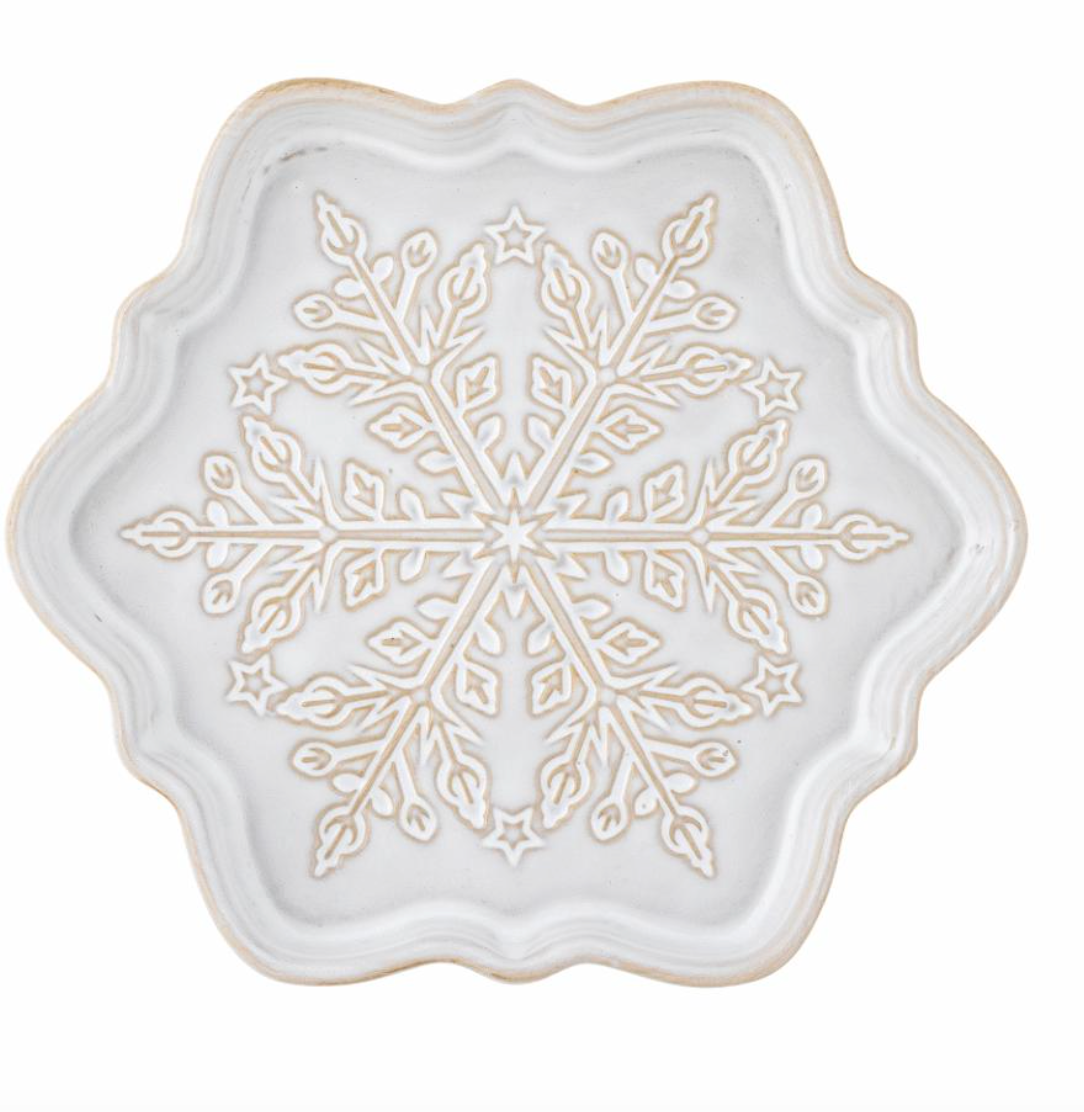 Winter Assiette de service, Blanc, Grès