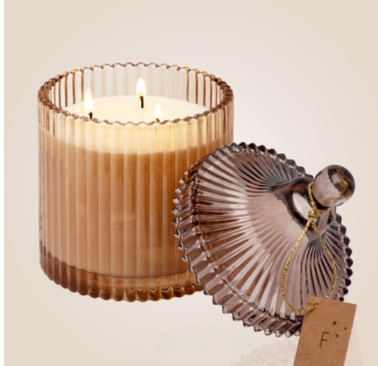 Bougie Bonbonniere ambrée - Cachemire Tonka, 400g