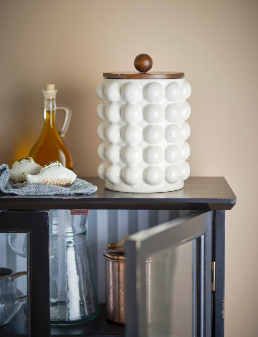 Madge Cruche avec couvercle , Blanc, Grès