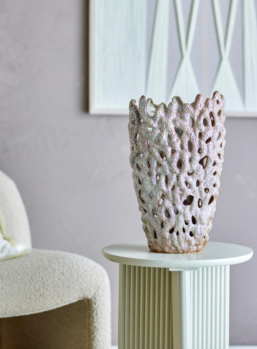 Eunice Vase déco, Blanc, Grès