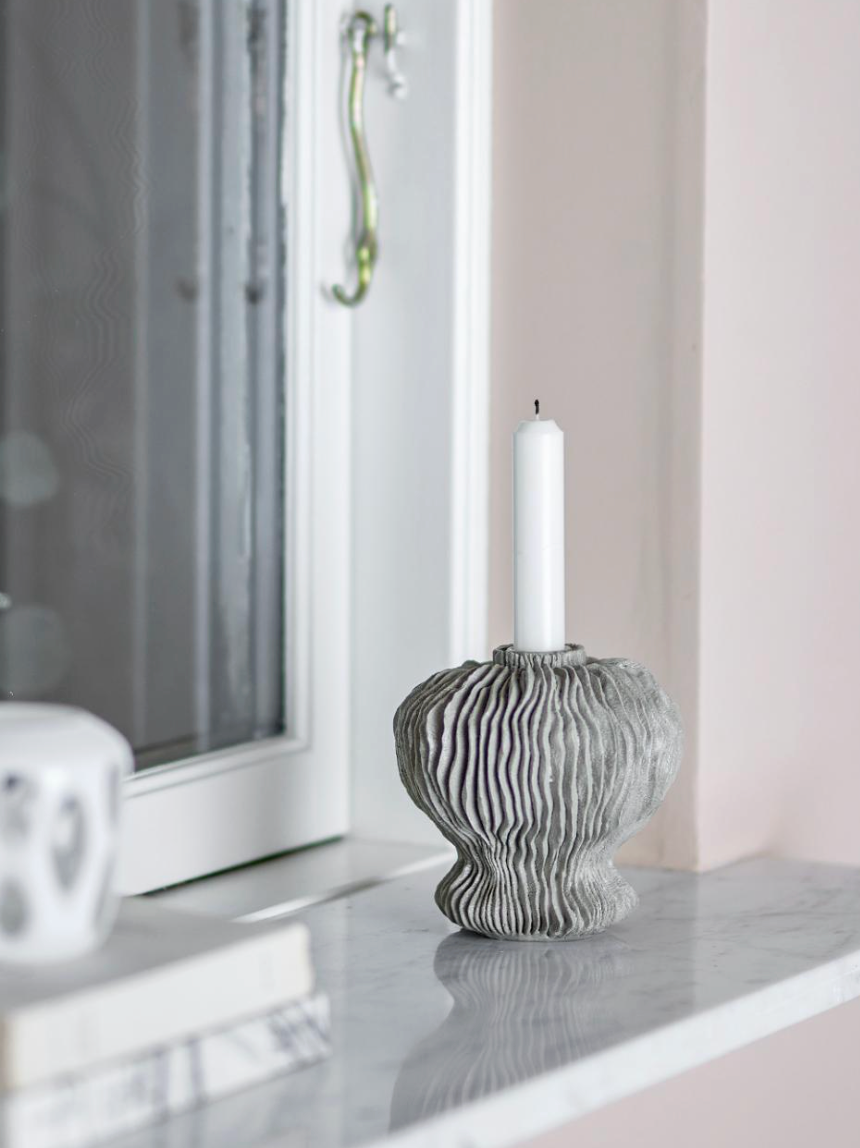 Briar Bougeoir, Gris, Polyrésine