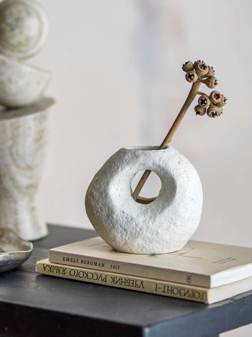 Caia Vase, Blanc, Grès