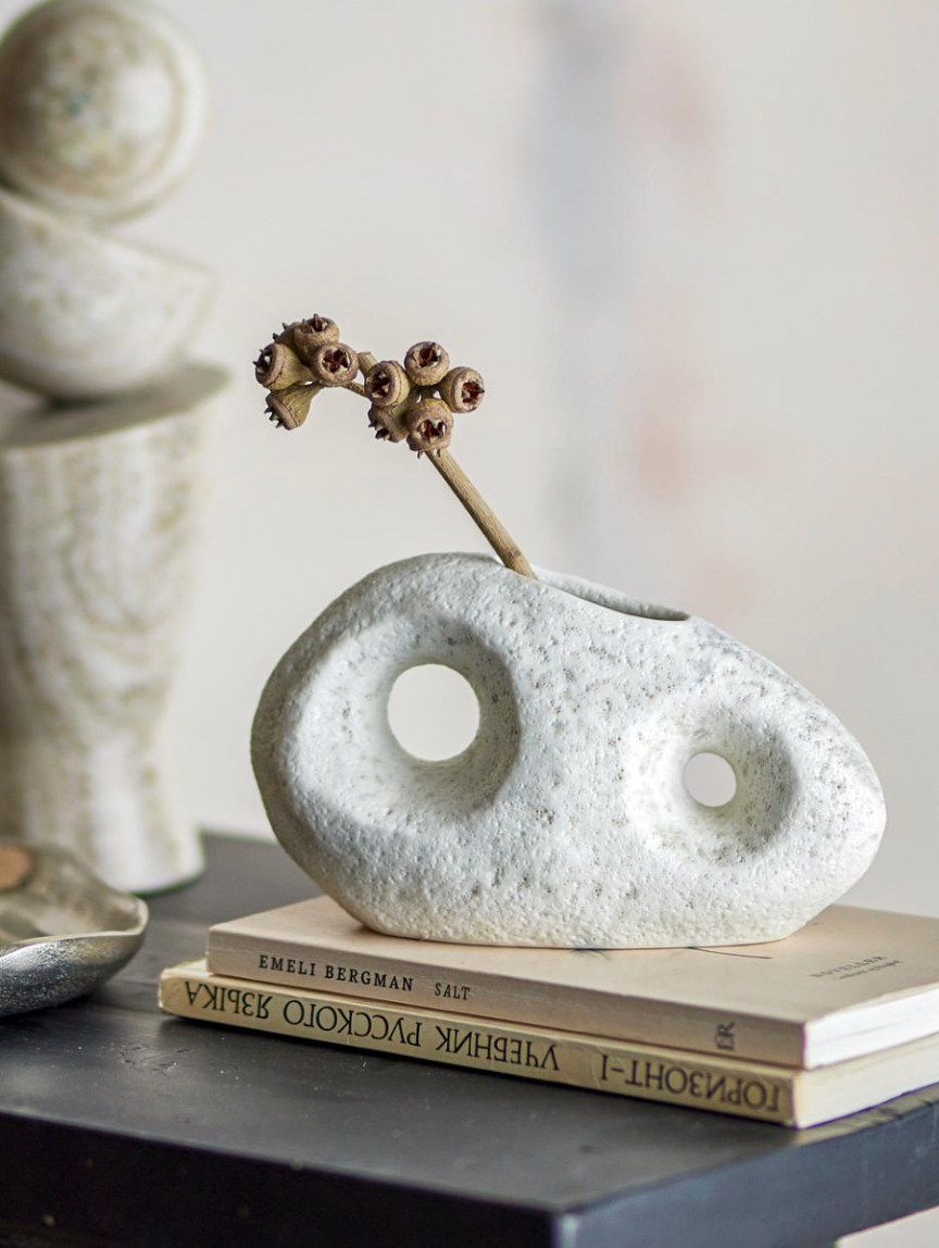 Caia Vase, Blanc, Grès