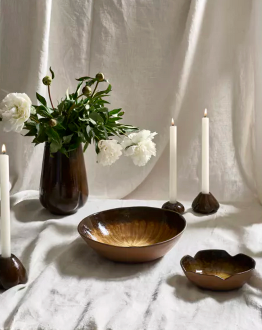 CYCLE - set/3 bougeoirs - grès - DIA 7/8/9,5 x H 4/6/7 cm - mix de couleurs