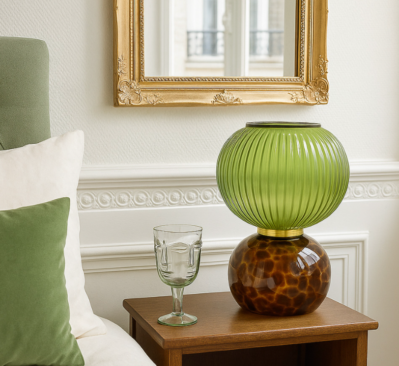 Lampe Adonis pm leopard Kaki D20 H28cm