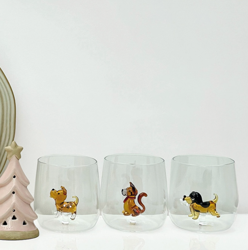 Verre gobelet 3D chien bella D8,8 H8,9cm