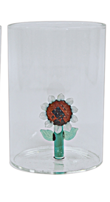 Verre gobelet 3D tournesol assortie D7 H10cm