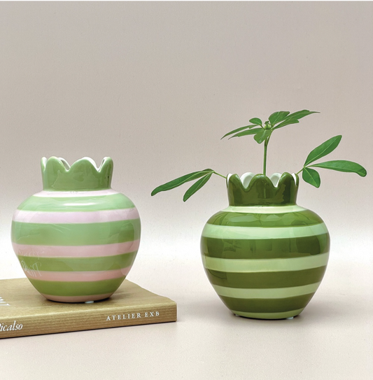 Vase ondule kaki D11,5 H12,5cm