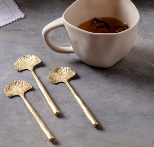Mini cuillère Gingko dorée