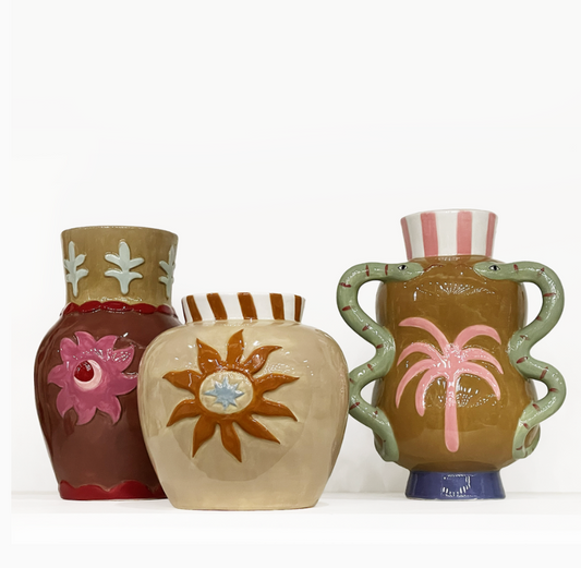 Vase soleil beige L15,2 P14,8 H14,6cm