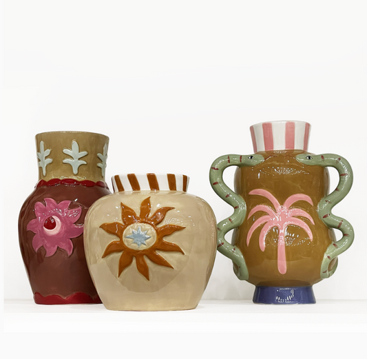 Vase soleil marron D13,4 H21,3cm