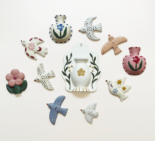 Déco murale oiseau mm blanc L11,8 P10,5 H1,7cm