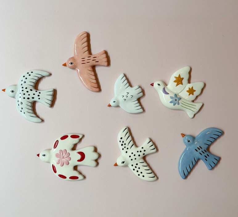 Déco murale oiseau pm blanc L10,2 P8,9 H1,6cm