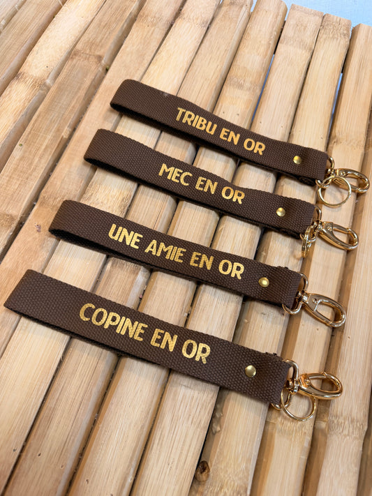Sangle chocolat/ or - Une amie en or