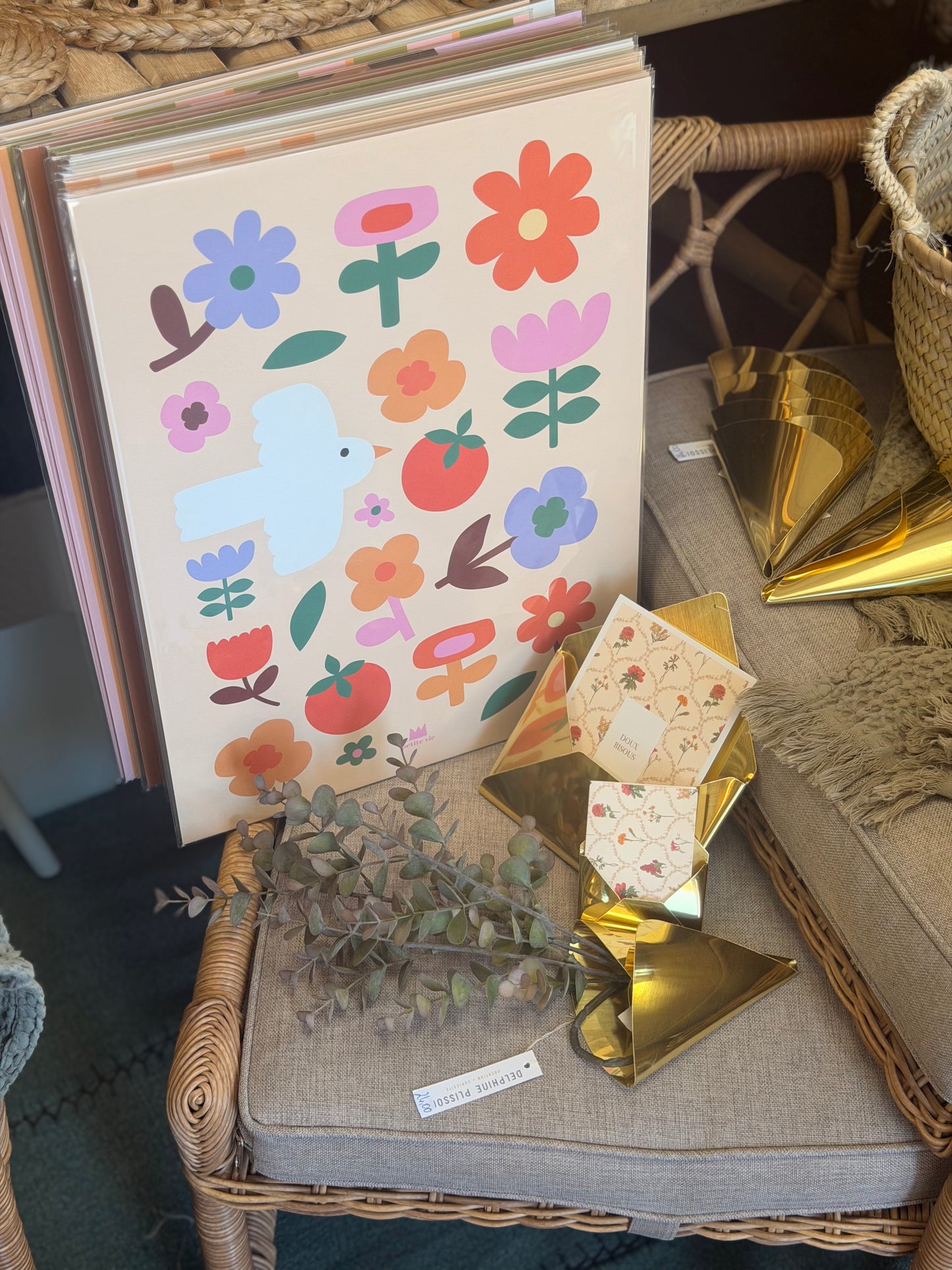 Affiche FLEURS OISEAU