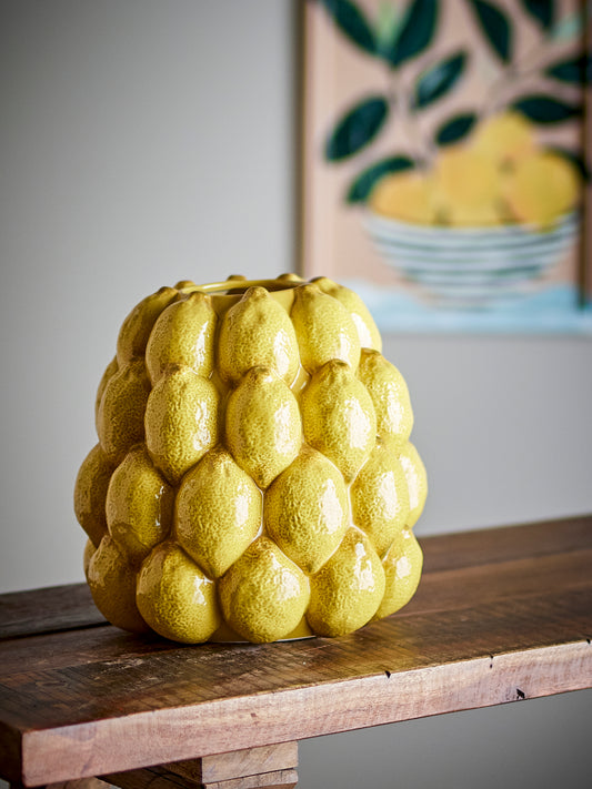 Limone Vase, Jaune, Grès