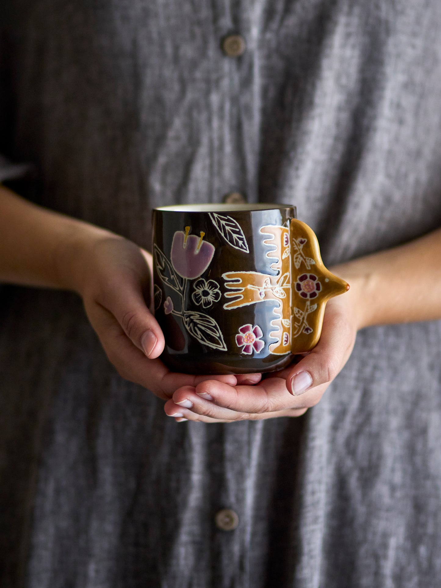 Tasse, Multicolore, Grès Vivielle  D8,5xH9,5 cm